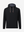3D view of black  soft stretchy hoodie with inner print hood