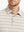 Front close-up from nose to chest of model in LIGHT KHAKI STRIPE Stylish Performance Golf Polo