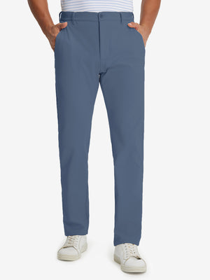 Model wearing Golf Lightweight Fleece Lined Dress Pants in advanced grey, lower body front view