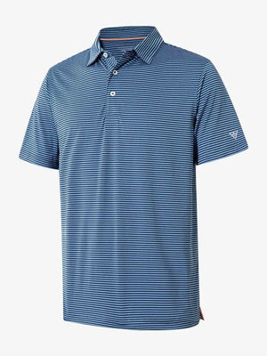 3D view of BLUE DENIM STRIPE shirt, highlighting the textured stripe pattern and relaxed structure