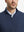 Upper section detail of Premium jacquard quarter zip pullover highlighting dark blue pattern