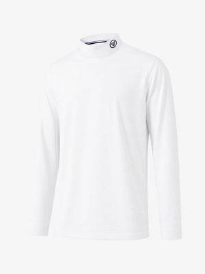 3d view of garment in white warm brushed mock neck golf t shirt