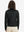 Back upper-body view of women's lightweight fleece-lined puffer jacket on model in black.