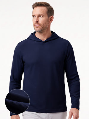 Vertical Stripes Ribbed Knit Hoodies Sweatshirt