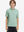Front upper body of model wearing trendy boys stripe polo shirts, casual fit in light green stripe