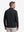 Back upper body shot of model wearing black solid stretch cotton pique long sleeve polo shirts