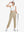 Full-body front view wearing golf hat and holding club in Khaki Women's 7/8 Ankle Golf Track Pants.