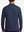 Back upper body shot of model wearing navy warm brushed mock neck golf t shirt