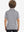 Back half-body view of youth wearing navy stripe performance cooling polo, showing rear design
