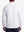 Back upper body shot of model wearing white warm brushed mock neck golf t shirt