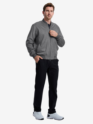 Men's Micro Suede Bomber Jacket With Jacquard Rib Trim