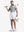 Full-body front view of model with a golf club wearing the black quick dry jacquard ribbed collar golf shirt
