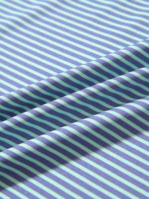 Fabric detail of Classic stripe polo shirts with crisp lines and smooth green ash stripe finish