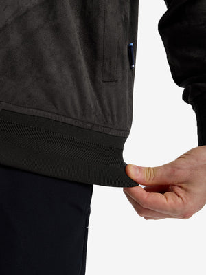 Men's Micro Suede Bomber Jacket With Jacquard Rib Trim