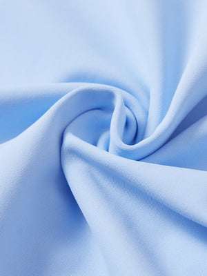 Close-up texture of  light blue soft stretchy hoodie with inner print hood fabric showing detailed premium material and weave