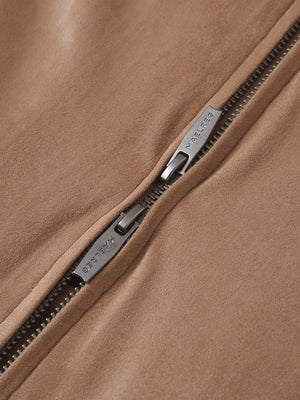 Men's Micro Suede Bomber Jacket With Jacquard Rib Trim