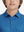 Collar close-up of Stylish print boys polo shirts with neat stitching in blue graffiti