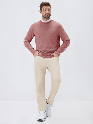 Heather Brushed Rib Knit Crewneck Sweatshirt