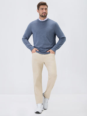 Heather Brushed Rib Knit Crewneck Sweatshirt