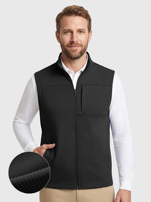 Nylon Blend Stripe Texture Golf Vest with 5 Pockets