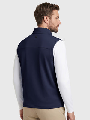 Nylon Blend Stripe Texture Golf Vest with 5 Pockets