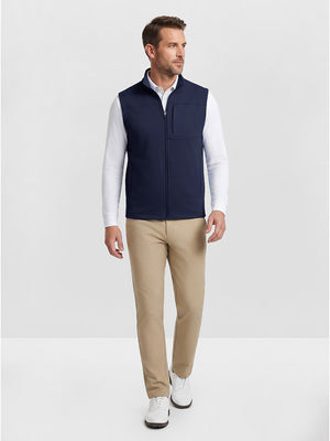 Nylon Blend Stripe Texture Golf Vest with 5 Pockets