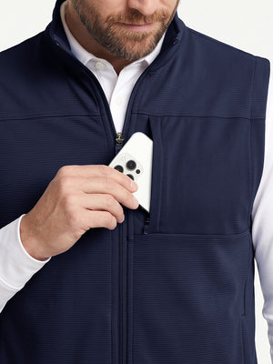 Nylon Blend Stripe Texture Golf Vest with 5 Pockets
