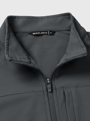 Nylon Blend Stripe Texture Golf Vest with 5 Pockets