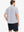 Back half-body view wearing WHITE PURPLE SHARK Stylish Printing Summer Shirt.